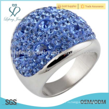Кристаллическое кольцо прокладывать нержавеющей стали прибытия новое, кристаллические серебряные ювелирные изделия кольца